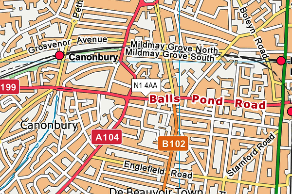 N1 4AA map - OS VectorMap District (Ordnance Survey)