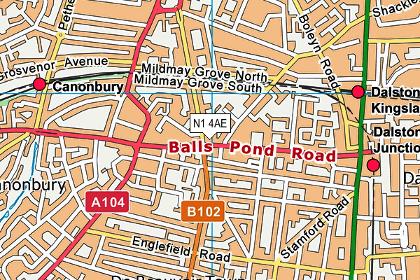 N1 4AE map - OS VectorMap District (Ordnance Survey)