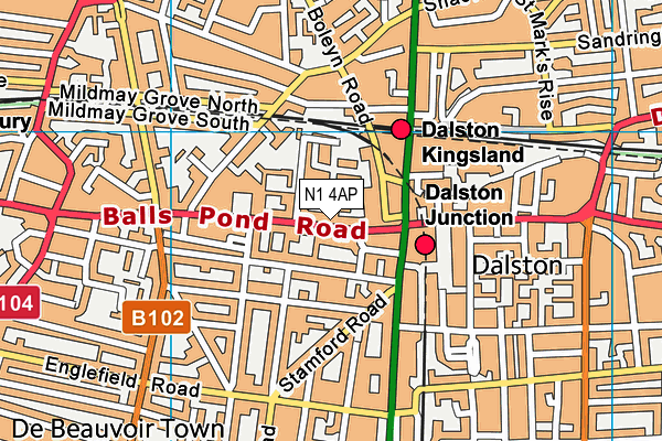 N1 4AP map - OS VectorMap District (Ordnance Survey)