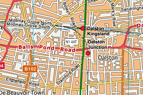 N1 4AT map - OS VectorMap District (Ordnance Survey)