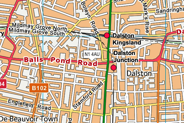 N1 4AU map - OS VectorMap District (Ordnance Survey)