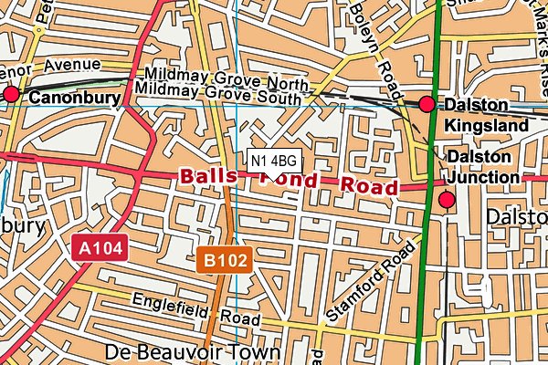 N1 4BG map - OS VectorMap District (Ordnance Survey)