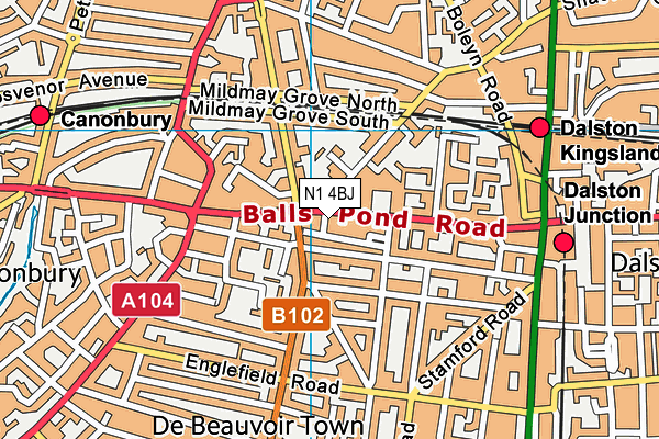 N1 4BJ map - OS VectorMap District (Ordnance Survey)