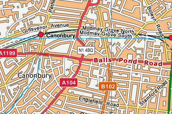 N1 4BQ map - OS VectorMap District (Ordnance Survey)