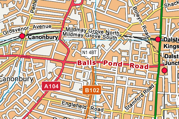 N1 4BT map - OS VectorMap District (Ordnance Survey)