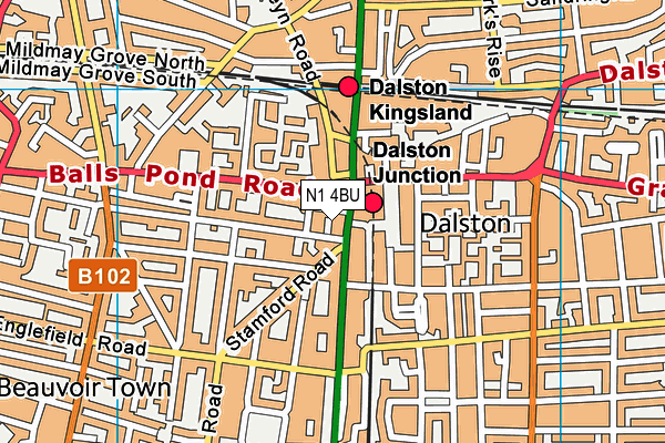 N1 4BU map - OS VectorMap District (Ordnance Survey)