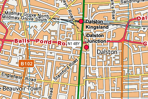 N1 4BY map - OS VectorMap District (Ordnance Survey)