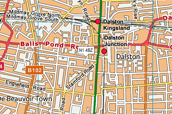 N1 4BZ map - OS VectorMap District (Ordnance Survey)