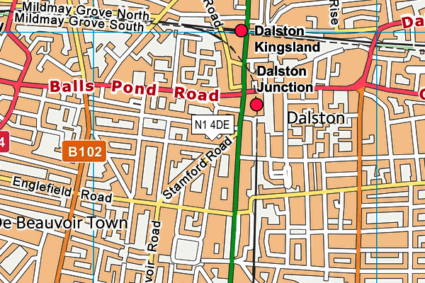 N1 4DE map - OS VectorMap District (Ordnance Survey)