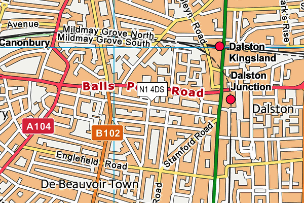 N1 4DS map - OS VectorMap District (Ordnance Survey)