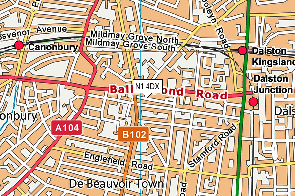 N1 4DX map - OS VectorMap District (Ordnance Survey)