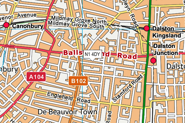 N1 4DY map - OS VectorMap District (Ordnance Survey)