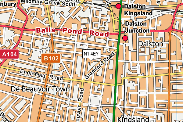 N1 4EY map - OS VectorMap District (Ordnance Survey)
