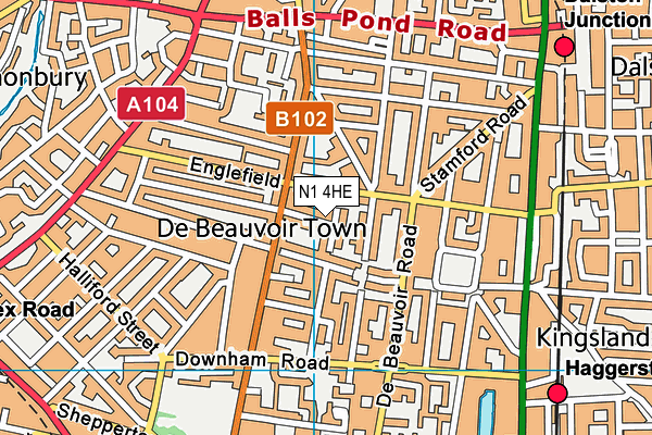 N1 4HE map - OS VectorMap District (Ordnance Survey)