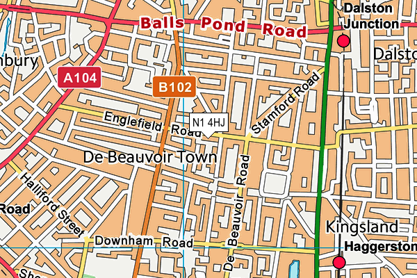 N1 4HJ map - OS VectorMap District (Ordnance Survey)