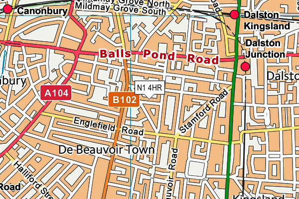 N1 4HR map - OS VectorMap District (Ordnance Survey)