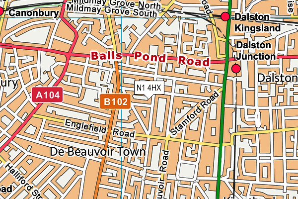 N1 4HX map - OS VectorMap District (Ordnance Survey)