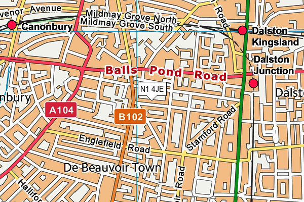 N1 4JE map - OS VectorMap District (Ordnance Survey)