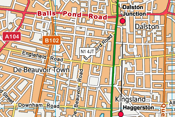 N1 4JT map - OS VectorMap District (Ordnance Survey)