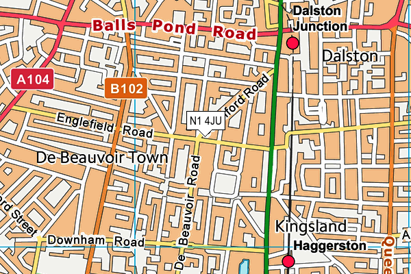 N1 4JU map - OS VectorMap District (Ordnance Survey)