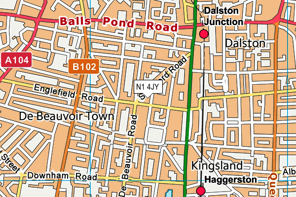 N1 4JY map - OS VectorMap District (Ordnance Survey)