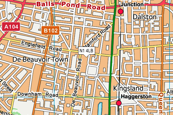 N1 4LB map - OS VectorMap District (Ordnance Survey)