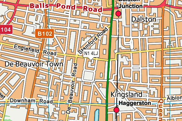 N1 4LJ map - OS VectorMap District (Ordnance Survey)