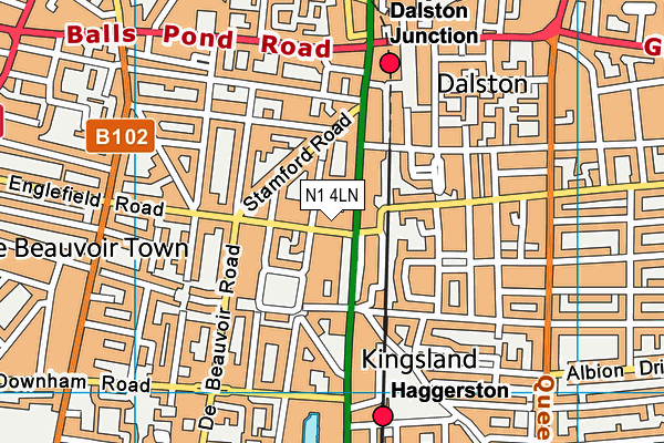 N1 4LN map - OS VectorMap District (Ordnance Survey)