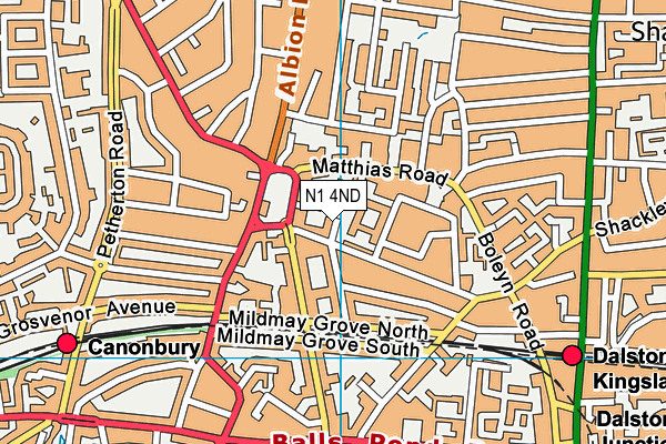 N1 4ND map - OS VectorMap District (Ordnance Survey)