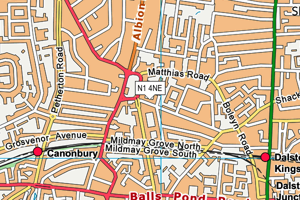 N1 4NE map - OS VectorMap District (Ordnance Survey)