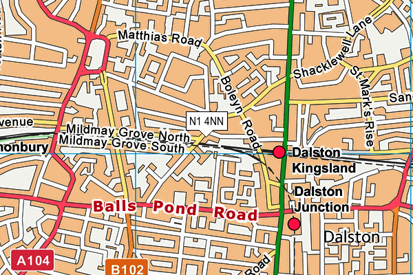 N1 4NN map - OS VectorMap District (Ordnance Survey)