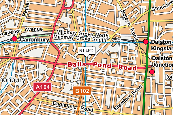 N1 4PD map - OS VectorMap District (Ordnance Survey)