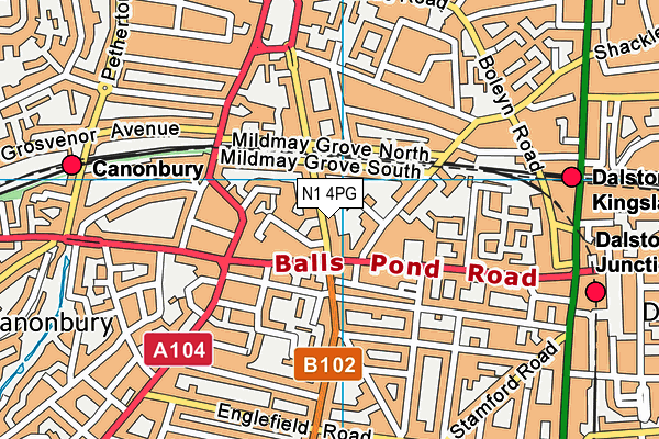 N1 4PG map - OS VectorMap District (Ordnance Survey)