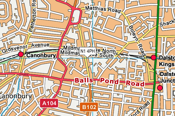 N1 4PH map - OS VectorMap District (Ordnance Survey)