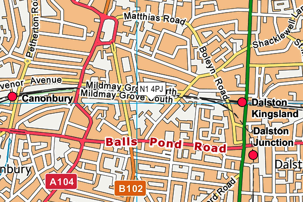 N1 4PJ map - OS VectorMap District (Ordnance Survey)