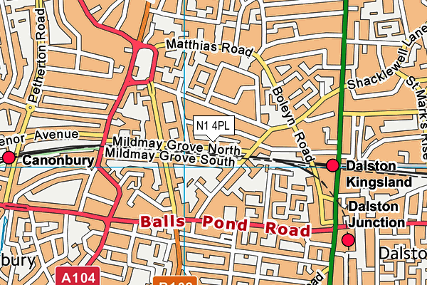N1 4PL map - OS VectorMap District (Ordnance Survey)