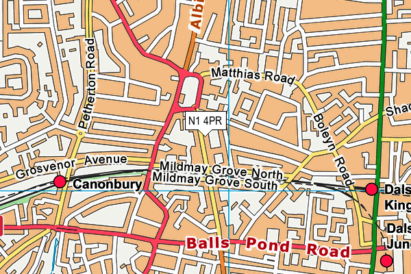 N1 4PR map - OS VectorMap District (Ordnance Survey)