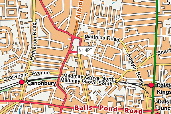 N1 4PT map - OS VectorMap District (Ordnance Survey)