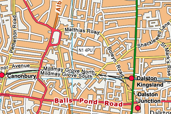 N1 4PU map - OS VectorMap District (Ordnance Survey)