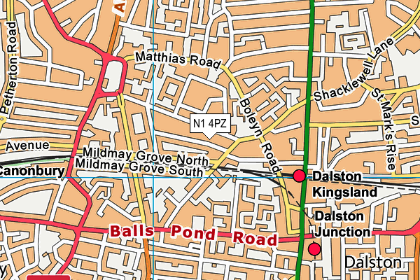 N1 4PZ map - OS VectorMap District (Ordnance Survey)