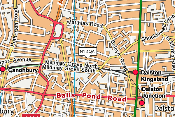 N1 4QA map - OS VectorMap District (Ordnance Survey)