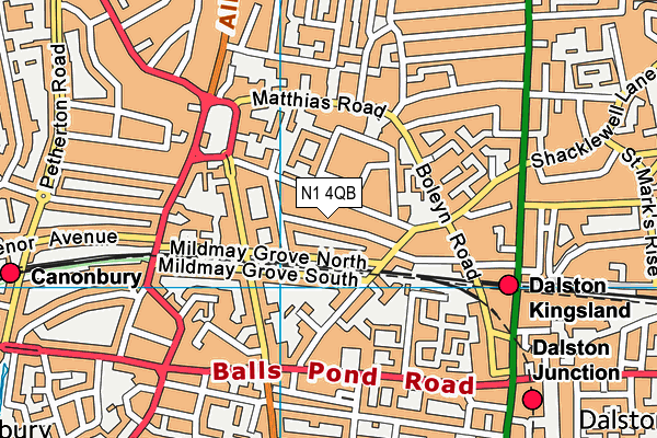 N1 4QB map - OS VectorMap District (Ordnance Survey)