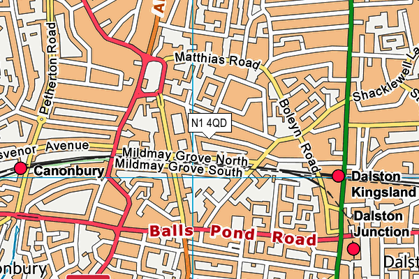 N1 4QD map - OS VectorMap District (Ordnance Survey)