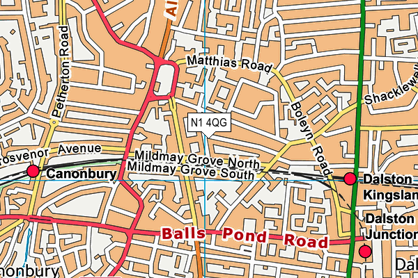 N1 4QG map - OS VectorMap District (Ordnance Survey)