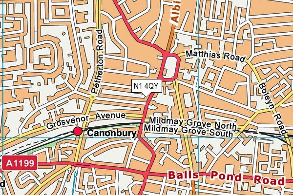 N1 4QY map - OS VectorMap District (Ordnance Survey)