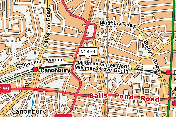 N1 4RB map - OS VectorMap District (Ordnance Survey)