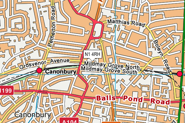 N1 4RH map - OS VectorMap District (Ordnance Survey)