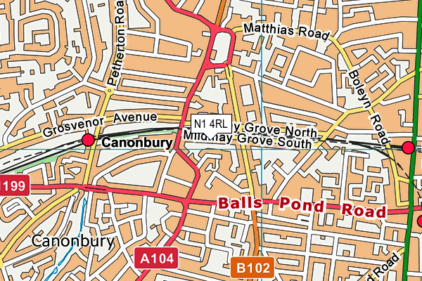 N1 4RL map - OS VectorMap District (Ordnance Survey)