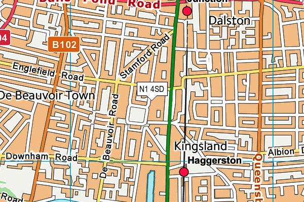 N1 4SD map - OS VectorMap District (Ordnance Survey)