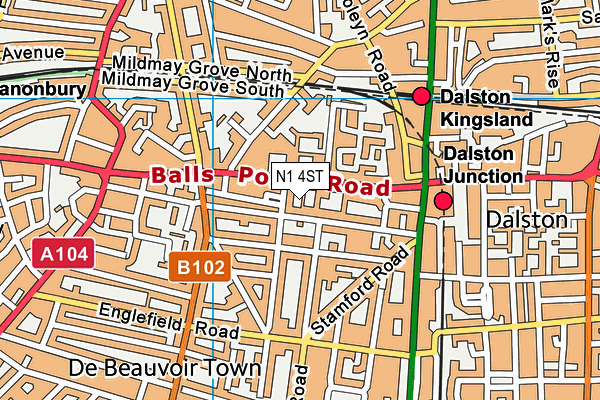 N1 4ST map - OS VectorMap District (Ordnance Survey)